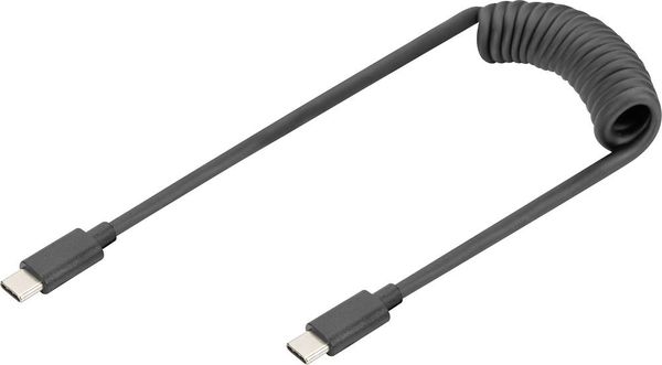 Digitus AK-300431-006-S USB-C® Adapter [1x USB-C® - 1x USB-C®] Schwarz Spiralkabel 1m