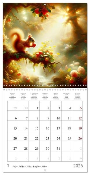 Produktbild: Magie de l'&eacute;cureuil (Calendrier mural carr&eacute; 2026 30x30 cm) Calendrier double avec une page pour vos prises de notes