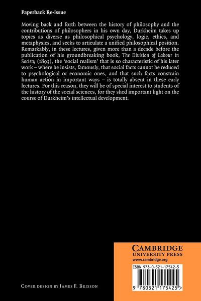 Produktbild: Durkheim's Philosophy Lectures
