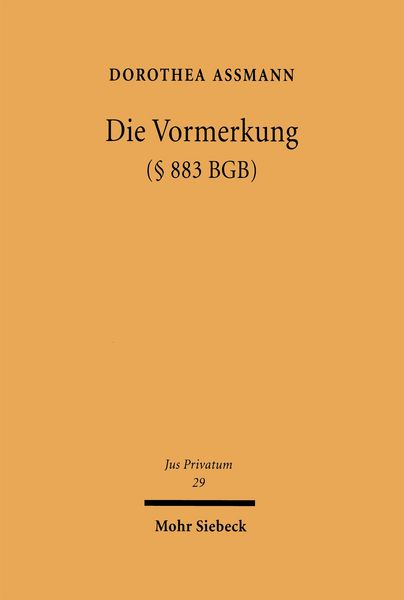 Produktbild: Die Vormerkung (&sect; 883 BGB)