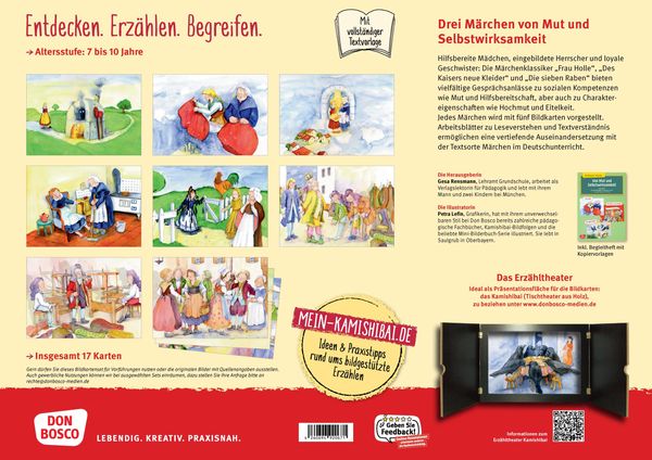 Produktbild: Von Mut und Selbstwirksamkeit - 3 x 5 M&auml;rchen-Bildkarten. Mit Arbeitsbl&auml;ttern f&uuml;r Klasse 3 und 4. Kamishibai Bildkartenset
