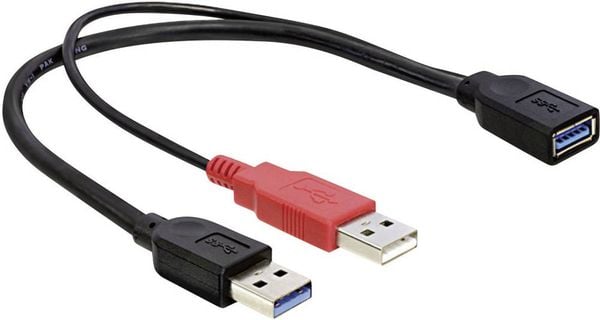 Delock USB-Kabel USB 3.2 Gen1 (USB 3.0 / USB 3.1 Gen1) USB-A Stecker, USB-A Buchse 0.30 m Schwarz vergoldete Steckkontak