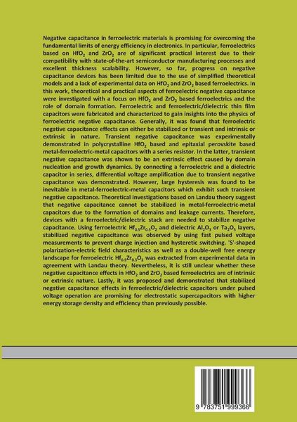 Produktbild: Negative Capacitance in Ferroelectric Materials