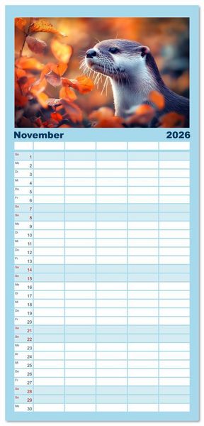 Produktbild: Familienplaner 2026 - W&auml;chter des Flusses - Ein Jahr mit Fischottern mit 5 Spalten (Wandkalender, 21 x 45 cm) CALVENDO