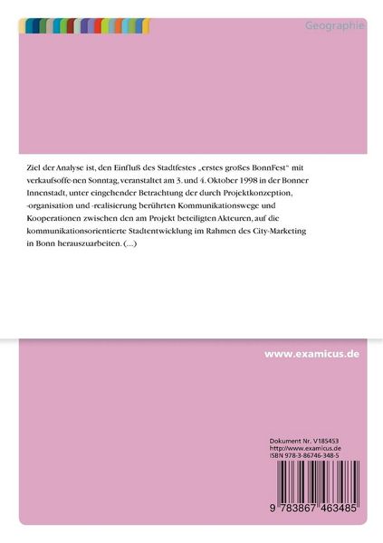 Produktbild: Kommunikationsorientierte Stadtentwicklung im Rahmen des City-Marketing durch Stadtfeste