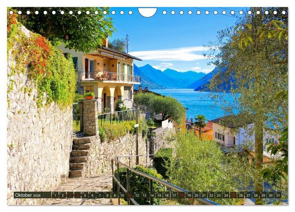 Produktbild: Luganer See - Zwischen Schweizer und Italienischen Alpen (Wandkalender 2026 DIN A4 quer), CALVENDO Monatskalender