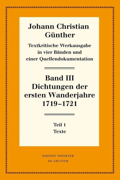 Produktbild: Dichtungen der ersten Wanderjahre 1719-1721