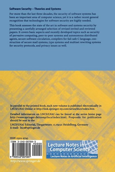 Produktbild: Software Security -- Theories and Systems