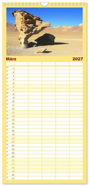 Produktbild: Familienplaner 2027 - Bolivien - Eine Wanderreise mit 5 Spalten (Wandkalender, 21 x 45 cm) CALVENDO