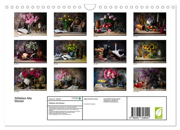 Produktbild: Stillleben Alte Meister (Wandkalender 2026 DIN A4 quer), CALVENDO Monatskalender