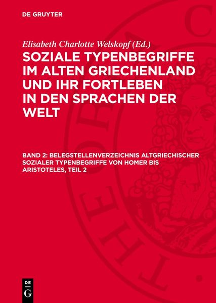 Produktbild: Belegstellenverzeichnis altgriechischer sozialer Typenbegriffe von Homer bis Aristoteles, Teil 2