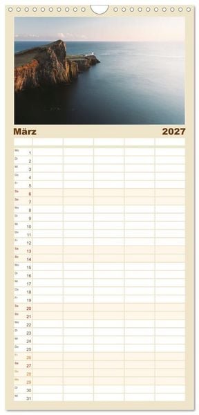 Produktbild: Familienplaner 2027 - Leuchtt&uuml;rme - An den sch&ouml;nsten K&uuml;sten. mit 5 Spalten (Wandkalender, 21 x 45 cm) CALVENDO