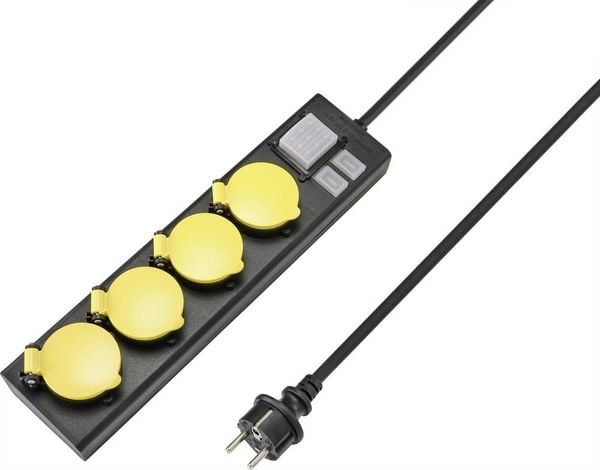 Produktbild: Sygonix RF-4737806 Steckdosenleiste mit Schalter Schwarz, Gelb Schutzkontakt 1St.