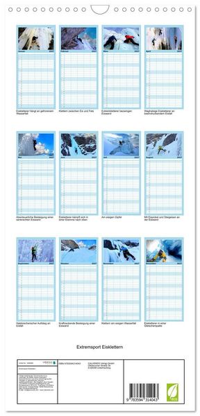 Produktbild: Familienplaner 2027 - Extremsport Eisklettern mit 5 Spalten (Wandkalender, 21 x 45 cm) CALVENDO