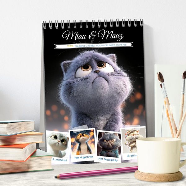 Produktbild: Miau & Mauz (Tischkalender 2026 DIN A5 hoch), CALVENDO Monatskalender