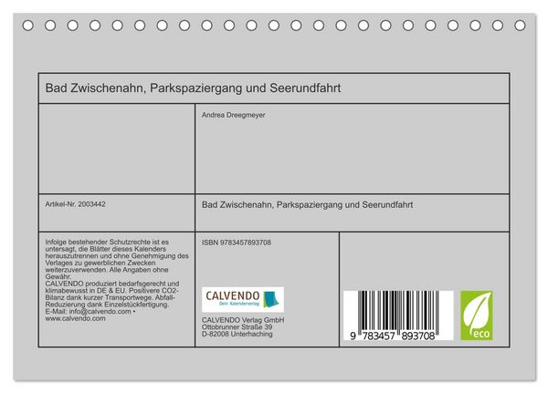 Produktbild: Bad Zwischenahn, Parkspaziergang und Seerundfahrt (Tischkalender 2026 DIN A5 quer), CALVENDO Monatskalender