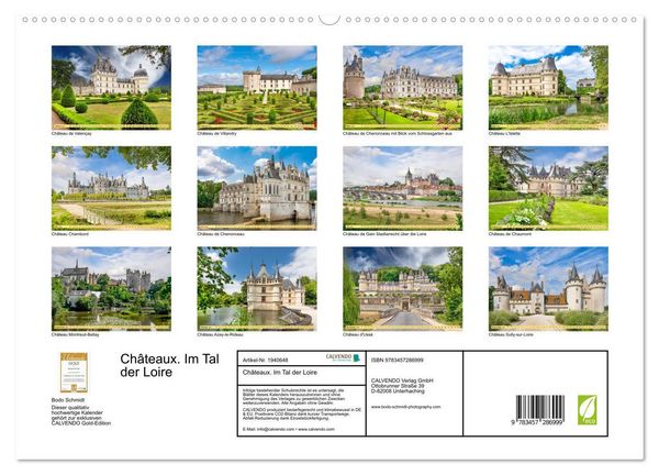 Produktbild: Ch&acirc;teaux. Im Tal der Loire (hochwertiger Premium Wandkalender 2026 DIN A2 quer), Kunstdruck in Hochglanz