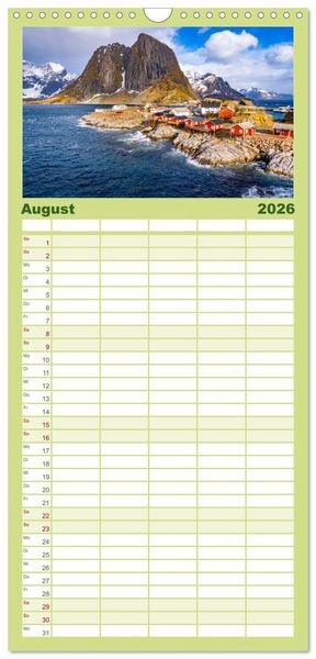 Produktbild: Familienplaner 2026 - Lofoten - Eine Reise durch Nordnorwegen mit 5 Spalten (Wandkalender, 21 x 45 cm) CALVENDO