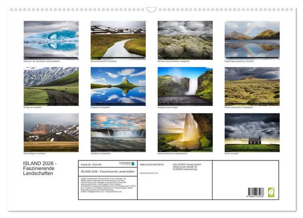 Produktbild: ISLAND 2026 - Faszinierende Landschaften (Wandkalender 2026 DIN A2 quer), CALVENDO Monatskalender