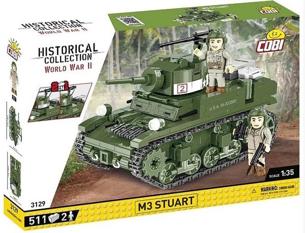 COBI Historical Collection 3129 - M3 Stuart, WWII, Bausatz 1:35, 511+2 Klemmbausteine