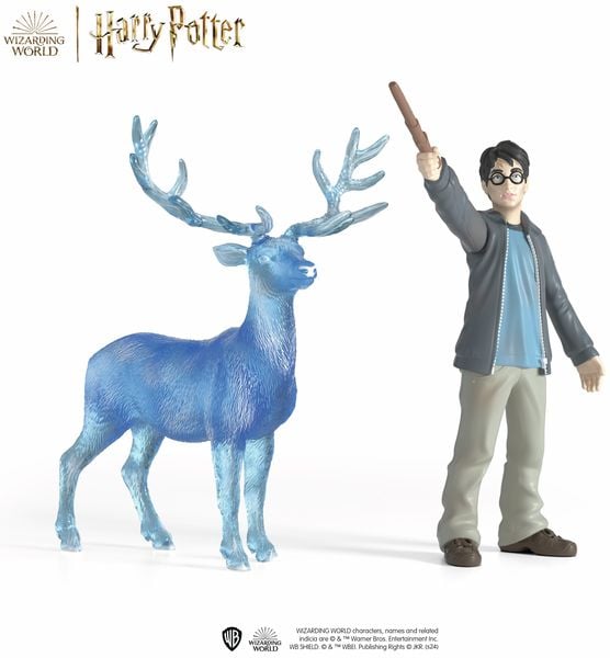 Schleich 42680 - Wizarding World - Harry Potter, Harry Potter & Patronus, Spielfiguren, Höhe HP: ca. 9 cm