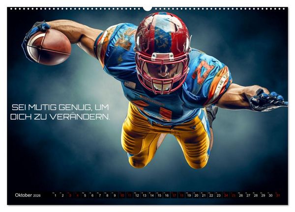 Produktbild: American Football und Motivation (hochwertiger Premium Wandkalender 2026 DIN A2 quer), Kunstdruck in Hochglanz