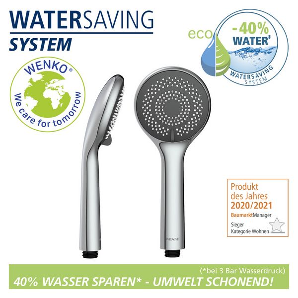 Produktbild: Duschkopf Watersaving &Oslash; 9,5 cm, Universal-Handbrause mit Wasserspar-System