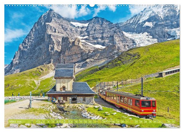 Produktbild: Im Zug durch Schweizer Berge (hochwertiger Premium Wandkalender 2026 DIN A2 quer), Kunstdruck in Hochglanz