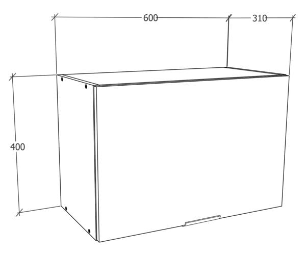 Produktbild: K&uuml;chenschrank B. 60 cm H&auml;ngeschrank Klappe Fasola