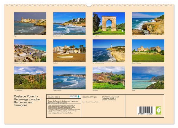 Produktbild: Costa de Ponent - Unterwegs zwischen Barcelona und Tarragona (hochwertiger Premium Wandkalender 2026 DIN A2 quer), Kunstdruck in Hochglanz