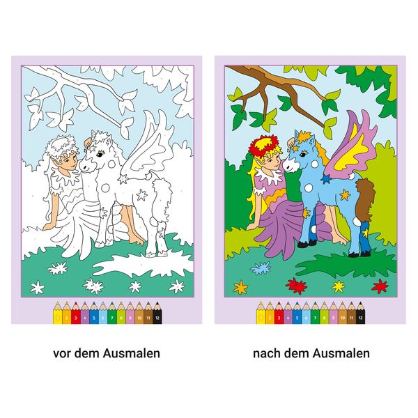 Ravensburger Malen nach Zahlen ab 5 Jahren Zauberwald 24 Motive Malheft für Kinder