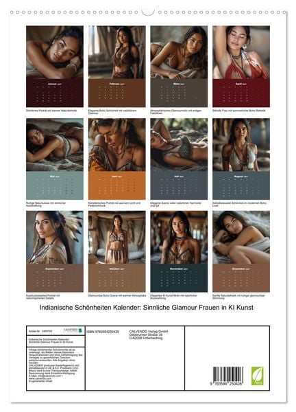 Produktbild: Indianische Sch&ouml;nheiten Kalender: Sinnliche Glamour Frauen in KI Kunst (hochwertiger Premium Wandkalender 2027 DIN A2 hoch), Kunstdruck in Hochglanz