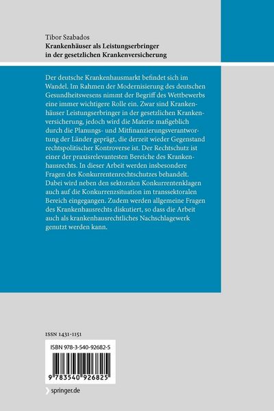 Produktbild: Krankenh&auml;user als Leistungserbringer in der gesetzlichen Krankenversicherung