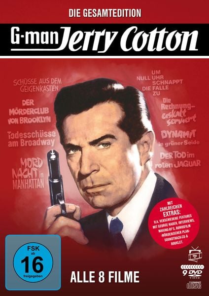 Produktbild: Jerry Cotton - Die Gesamtedition: Alle 8 Filme (Filmjuwelen) [9 DVDs] [inkl. Soundtrack-CD]