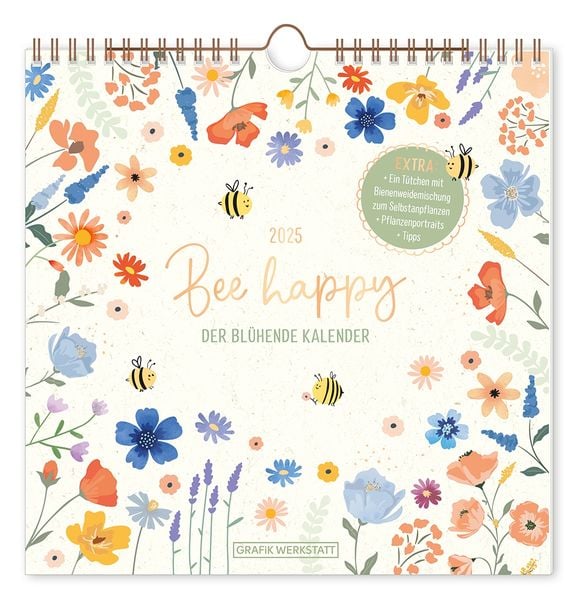 Wandkalender quadratisch 2025 Bee happy