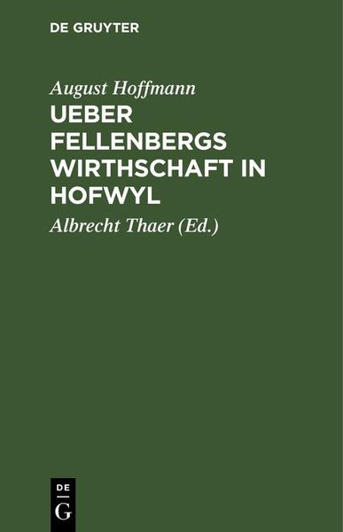 Produktbild: Ueber Fellenbergs Wirthschaft in Hofwyl