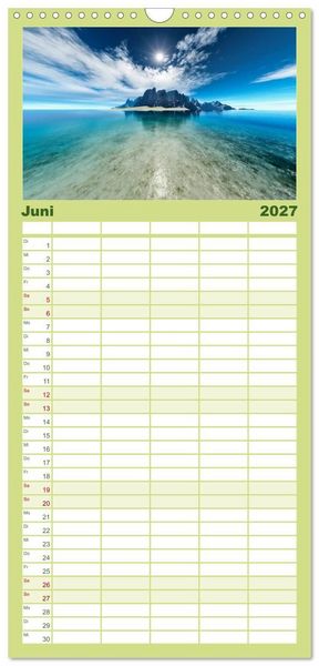 Produktbild: Familienplaner 2027 - Bezaubernde Landschaften mit 5 Spalten (Wandkalender, 21 x 45 cm) CALVENDO