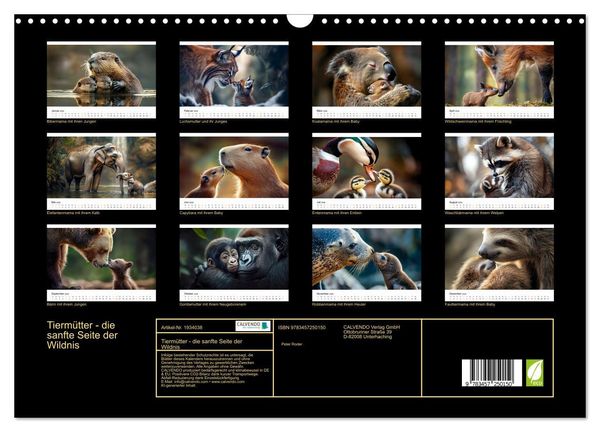 Produktbild: Tierm&uuml;tter - die sanfte Seite der Wildnis (Wandkalender 2026 DIN A3 quer), CALVENDO Monatskalender