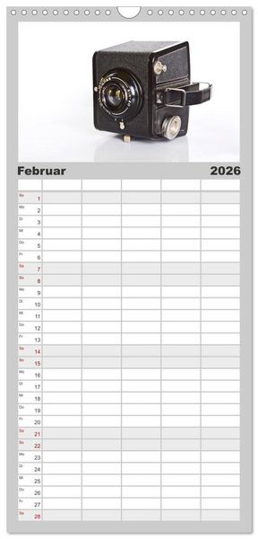 Produktbild: Familienplaner 2026 - Boxkameras - Kultiges und manchmal klobiges Design mit 5 Spalten (Wandkalender, 21 x 45 cm) CALVENDO