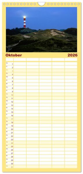 Produktbild: Familienplaner 2026 - Amrum mit 5 Spalten (Wandkalender, 21 x 45 cm) CALVENDO