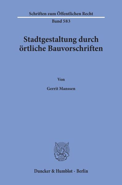 Produktbild: Stadtgestaltung durch &ouml;rtliche Bauvorschriften.