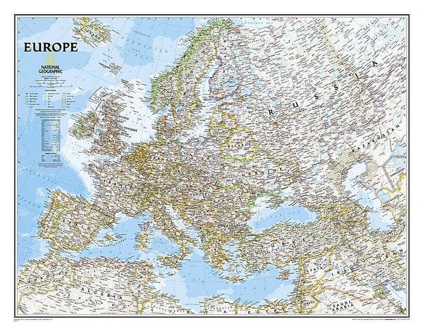 Produktbild: National Geographic Europe Wall Map - Classic (30.5 X 23.75 In)