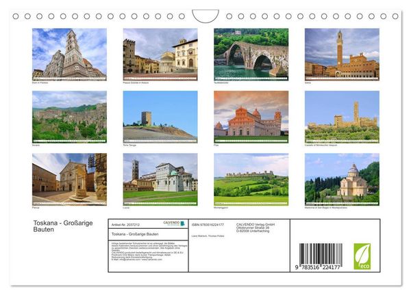 Produktbild: Toskana - Gro&szlig;arige Bauten (Wandkalender 2026 DIN A4 quer), CALVENDO Monatskalender