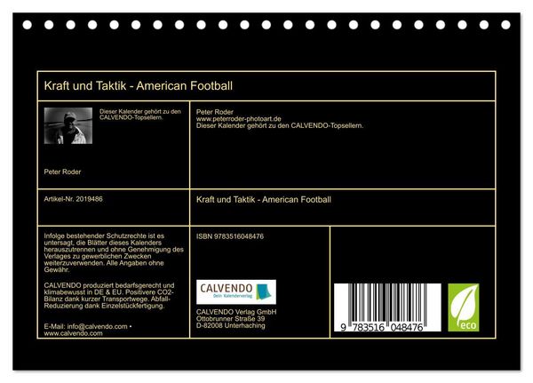 Produktbild: Kraft und Taktik - American Football (Tischkalender 2026 DIN A5 quer), CALVENDO Monatskalender