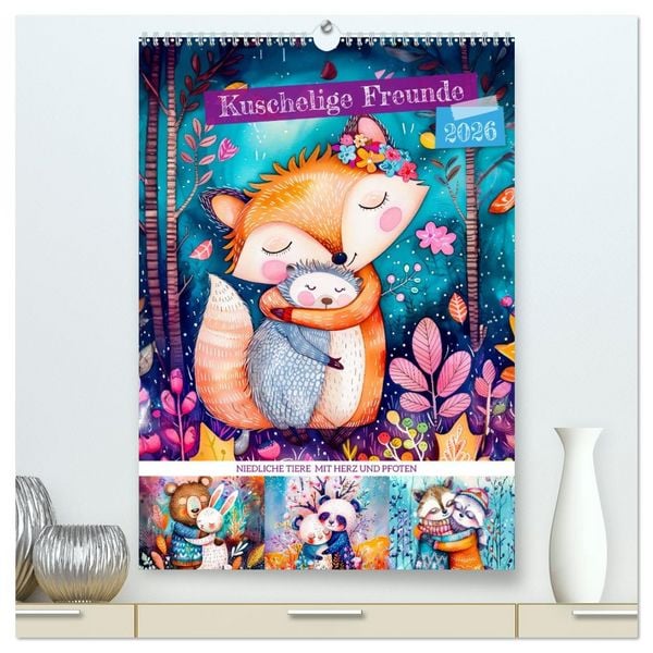 Produktbild: Kuschelige Freunde - Niedliche Tiere mit Herz und Pfoten (hochwertiger Premium Wandkalender 2026 DIN A2 hoch), Kunstdruck in Hochglanz