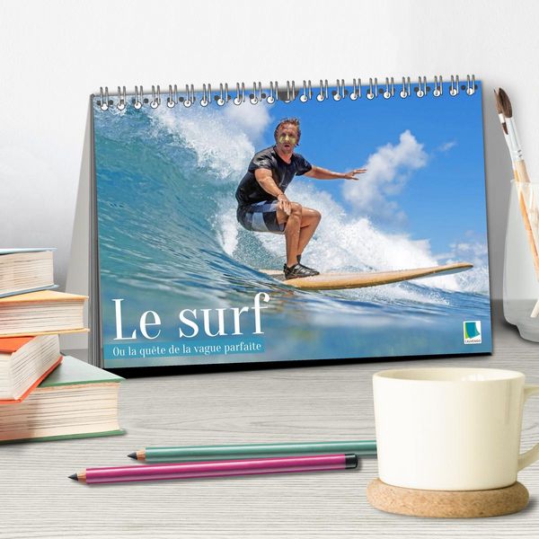 Produktbild: Le surf ou la qu&ecirc;te de la vague parfaite (Calendrier de bureau 2027 DIN A5 vertical), CALVENDO calendrier mensuel