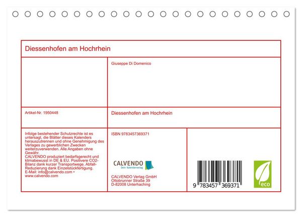 Produktbild: Diessenhofen am Hochrhein (Tischkalender 2026 DIN A5 quer), CALVENDO Monatskalender