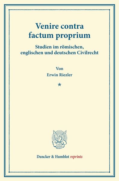 Produktbild: Venire contra factum proprium.