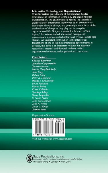 Produktbild: Information Technology and Organizational Transformation