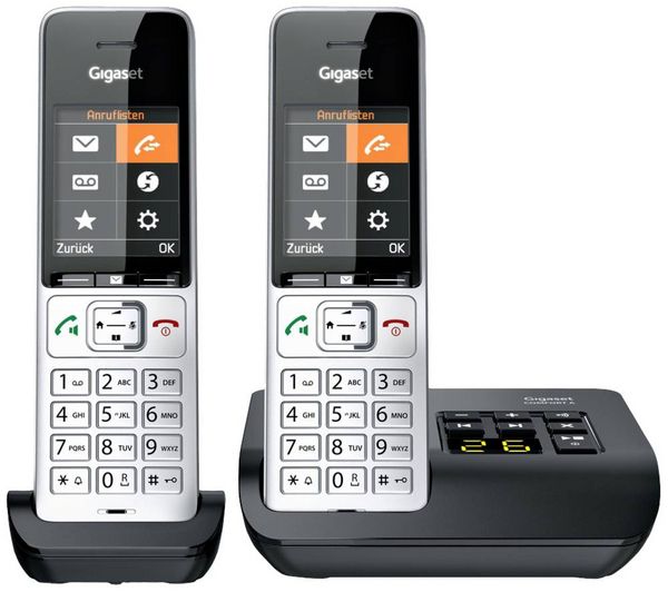 Produktbild: Gigaset COMFORT 500A duo DECT, GAP Schnurloses Telefon analog Babyphone, Freisprechen, f&uuml;r H&ouml;rger&auml;te kompatibel, Headsetanschluss